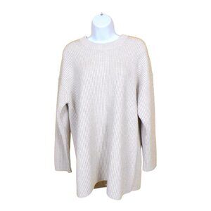 Babaton Aritzia Oversized Chunky Ribbed 100% Merino Sweater Sz S Cream #946